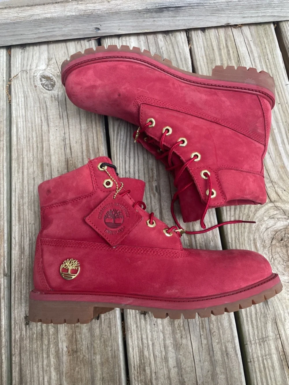 Timberland Premium 6” Red Nubuck Waterproof Boots Men’s Size 7